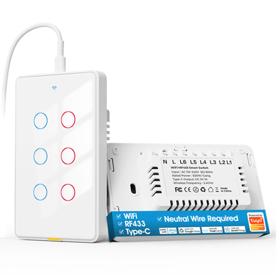 تويا Wifi يُحوّل النوع ج التوقيت التطبيق الصوتي اليكسا جوجل بيت ذكي بيت لاسلكي واي فاي RF433 نحن Wall يلمس يُحوّل