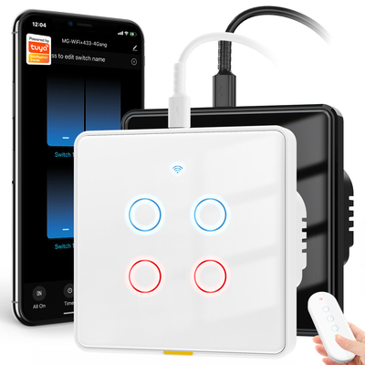 تويا WiFi يُحوّل النوع ج التوقيت التطبيق الصوتي جوجل بيت ذكي بيت EU ضوء يلمس Wall WIFI RF433 110-240v أليكسا سويتش