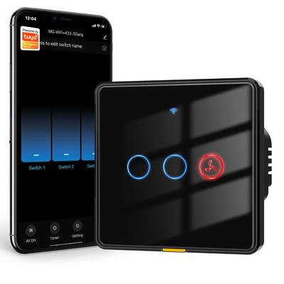 شراء تويا ذكي WiFi RF433 جهاز تحديد الوقت لضوء المروحة والمعلق لا حاجة إلى سلك محايد ، مفتاح الحائط للتحكم بالصوت التصنيع عبر الإنترنت