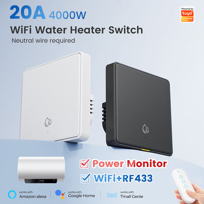 شراء مفتاح واي فاي RF433 بقوة 20 أمبير لسخان المياه Tuya Smart Home، بقدرة 4000 واط، مع توقيت وعد تنازلي، مفتاح حائط لاسلكي، تحكم عبر التطبيق والصوت مع أليكسا وجوجل هوم التصنيع عبر الإنترنت