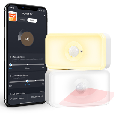 سعر جيد جهاز استشعار الحركة تويا LED PIR WiFi جهاز استشعار حركة الجسم البشري Warm White Dual-Color النوع ج Night ضوء Sensor الانترنت